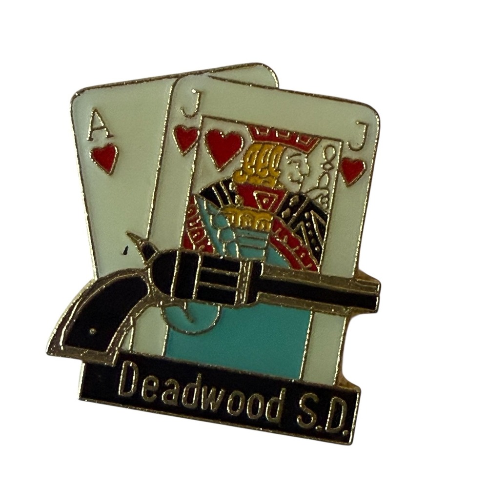Deadwood SD Souvenir Pin Poker Ace Jack Hearts Playing Cards‎ Revolver Enamel